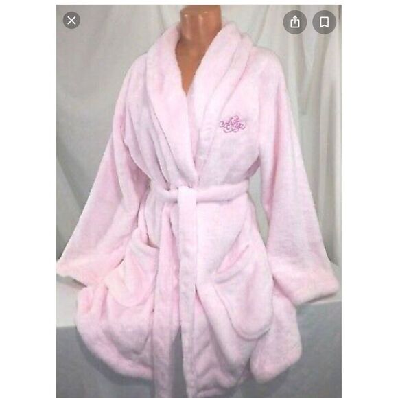 Vintage Angel Victorias Secret cozy short Robe VTG pink - Picture 2 of 6